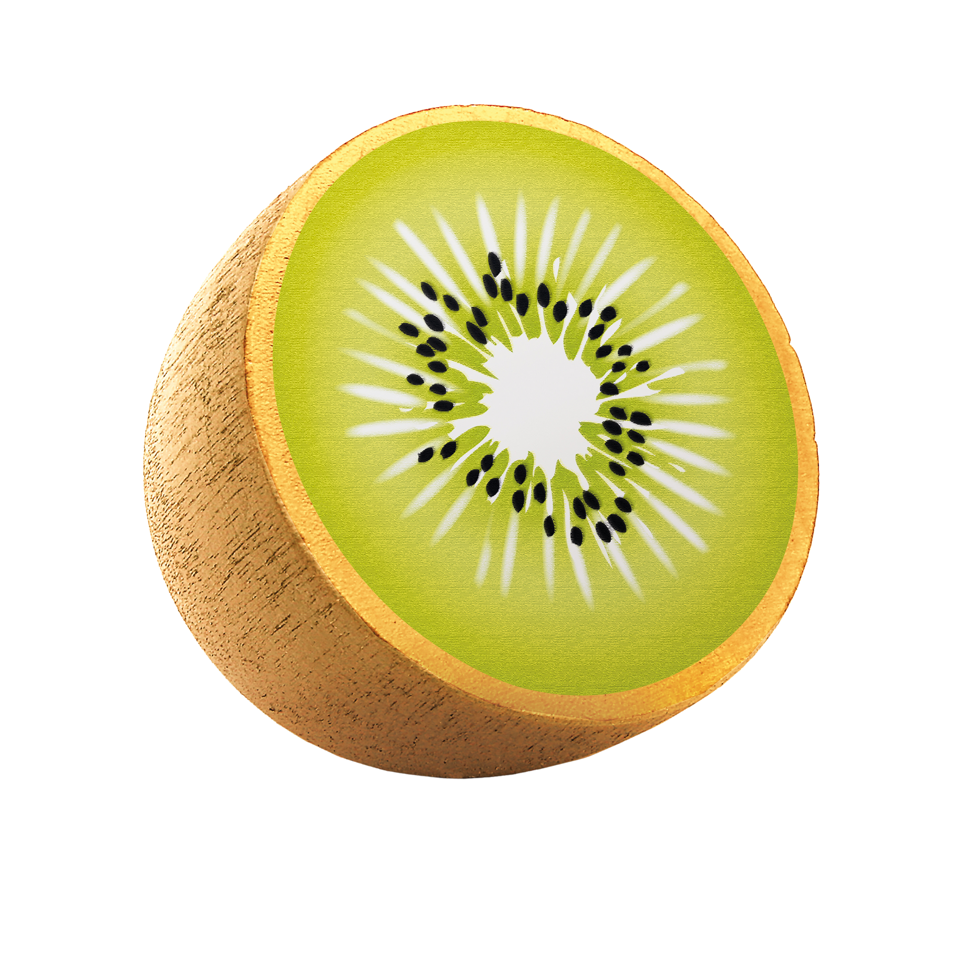 kinder kaufladen braune kiwi aus holz mit gruenem fruchtfleisch