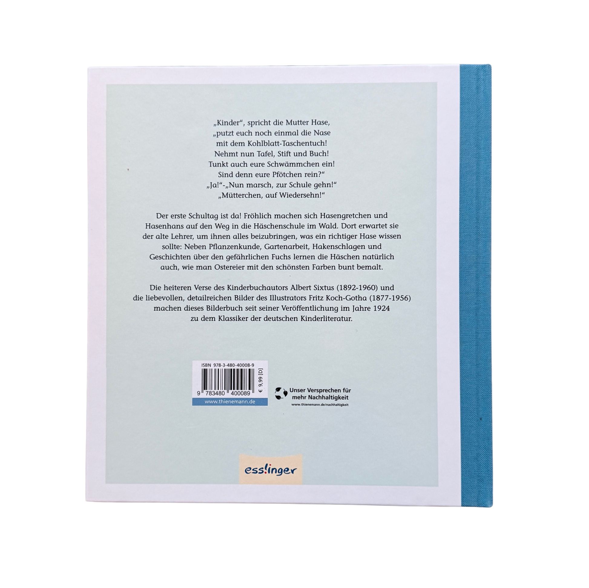 Buchbeschreibung Rückseite von die Häschenschule.