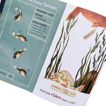 Illustrierte tanzende Fische. 