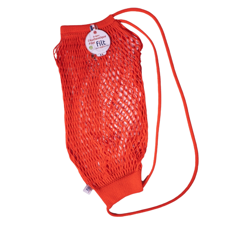 Einkaufsnetz für den Rücken in Orange. 