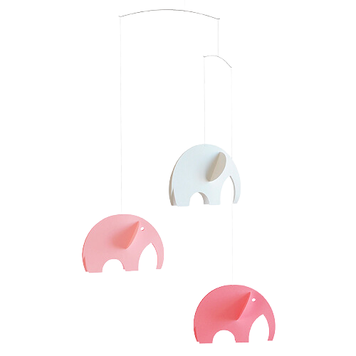drei rosa elefanten als mobile zum aufhaengen