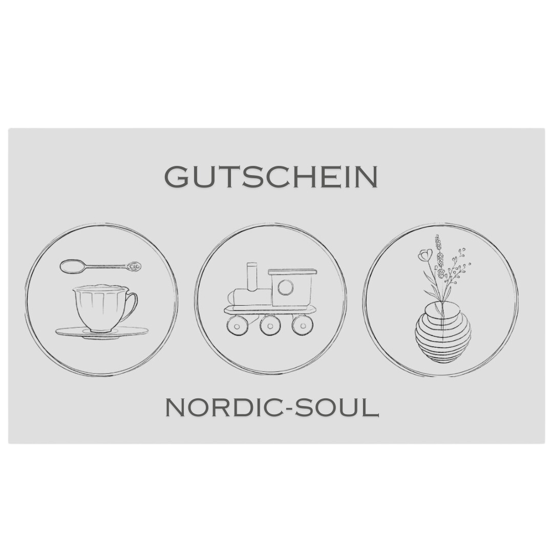 geschenkgutschein nordic-soul mit einer teetasse, einer eisenbahn und einer vase drauf als piktogramm