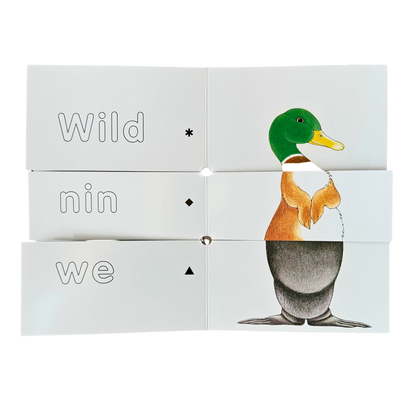 Kinderbuch mit klappbaren Seitenseiten zum lustigen Tiere Zusammensetzen.