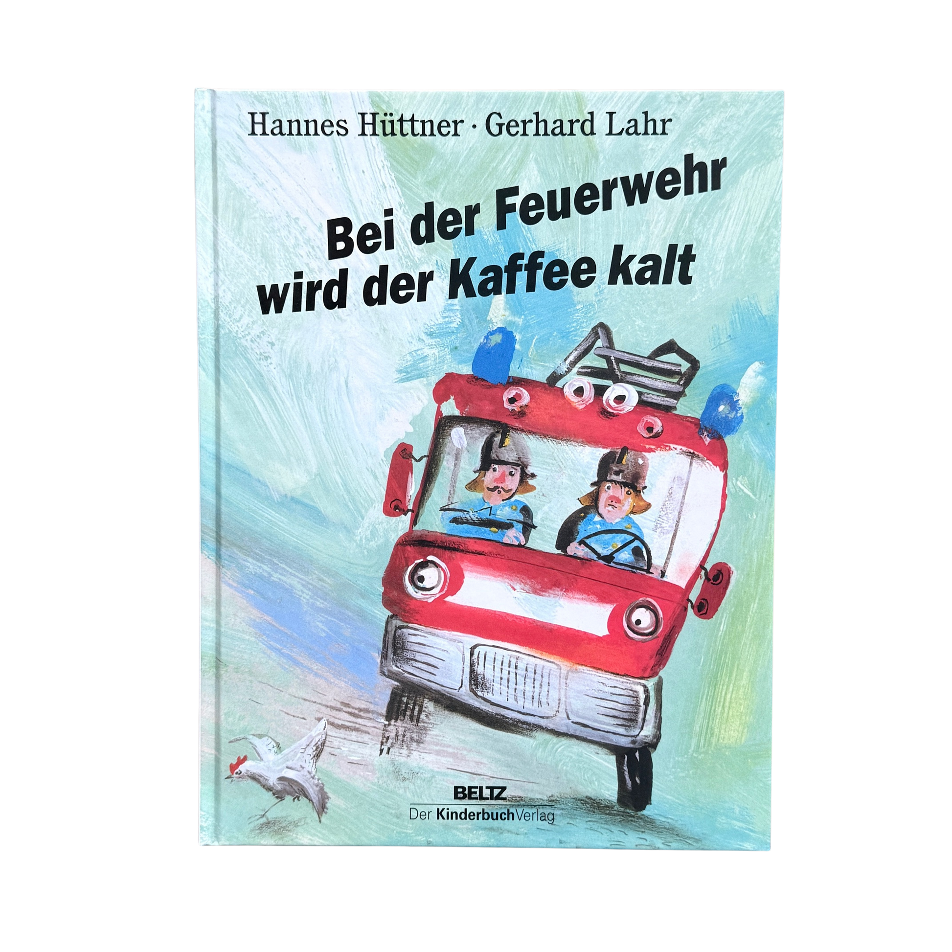Kinderbuch - Bei der Feuerwehr wird der Kaffee kalt mit einer Feuerwehr auf dem Cover und zwei Feuerwehrleuten darin.