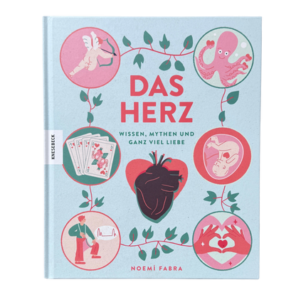 Kinderbuch Wissen das Herz. Verschiedene Herzillustrationen zum Thema Herz. 