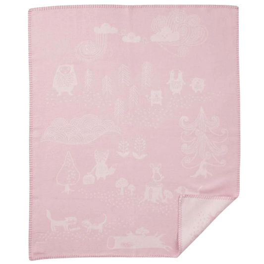 babydecke zum wenden in rosa und beige mit waldtieren