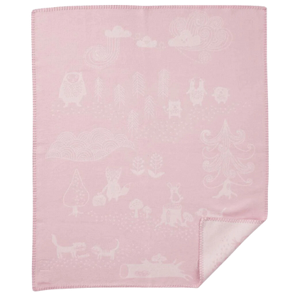 babydecke zum wenden in rosa und beige mit waldtieren