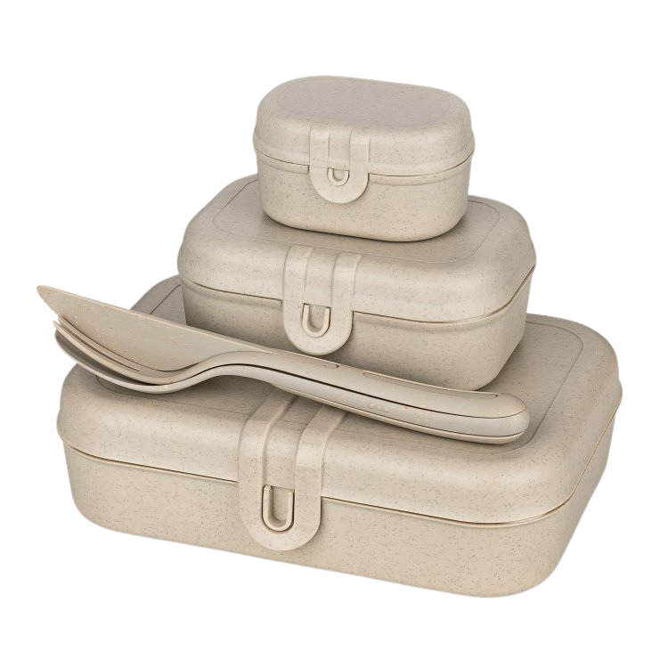 vierteiliges lunchboxen set in beige