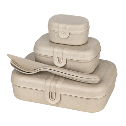 vierteiliges lunchboxen set in beige