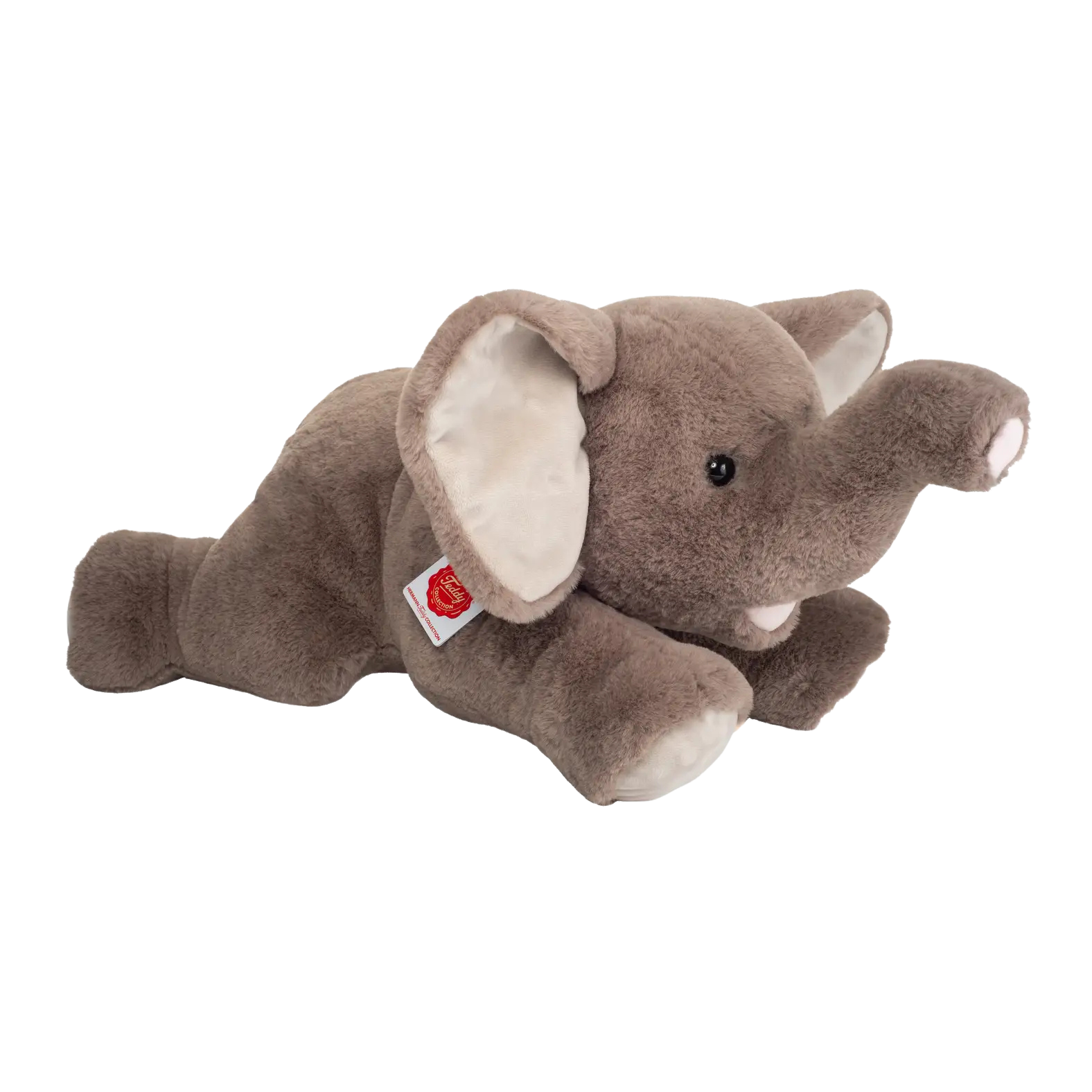 Elefant Kuscheltier in Grau mit großen Ohren und kleinem Rüssel.