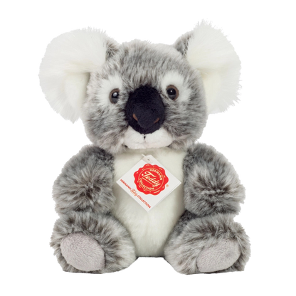 Koala Kuscheltier in Grau mit weißen Ohren und weißem Bauch. 