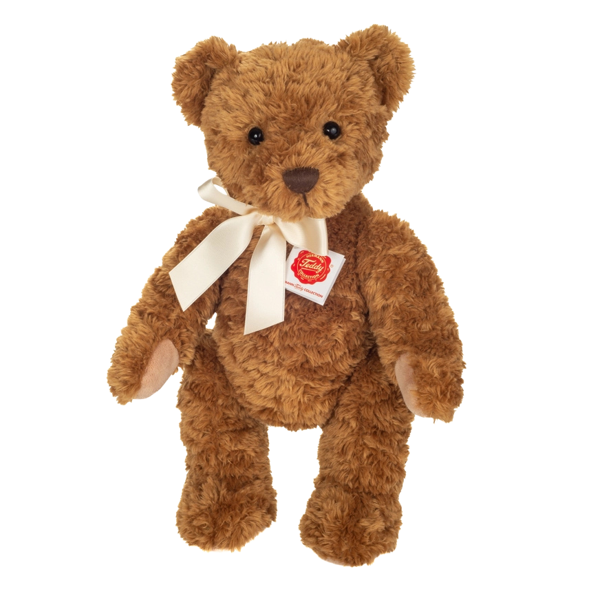 Teddy Kuscheltier in Hellbraun mit einer hellen Satinschleife.