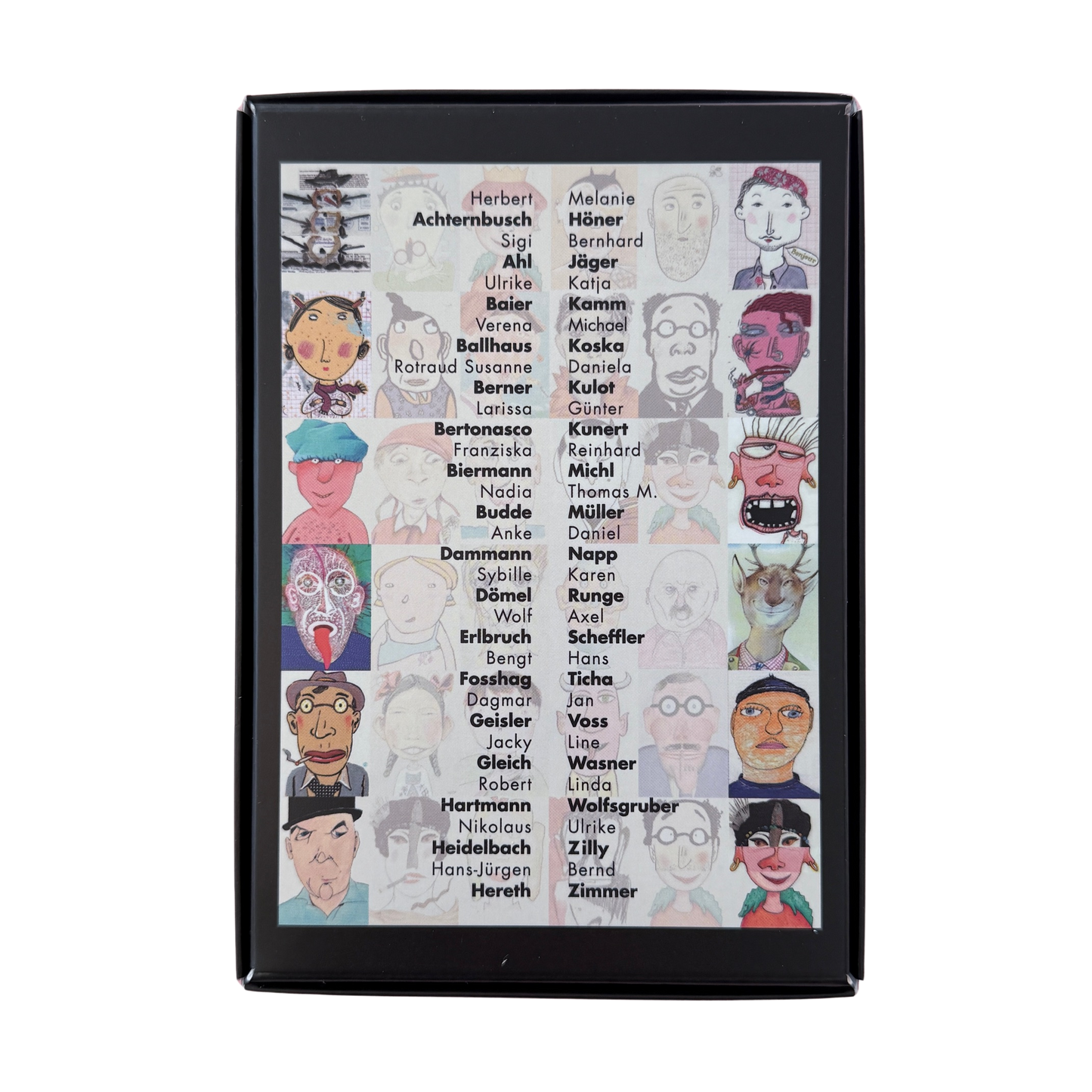 Legespiel-augenasemund - verschiedene Legeteile für lustiges Gesichter. Rückseite mit allen Gesichtern. Von Künstlern gestaltet. 