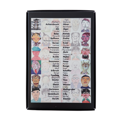 Legespiel-augenasemund - verschiedene Legeteile für lustiges Gesichter. Rückseite mit allen Gesichtern. Von Künstlern gestaltet. 