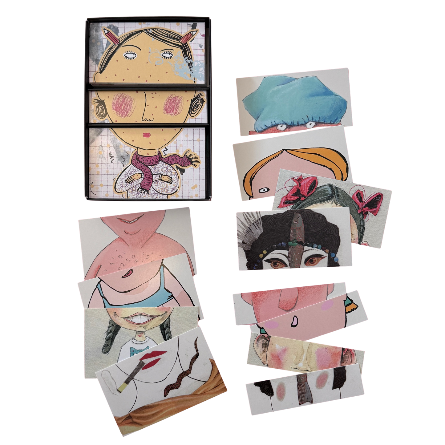 Legespiel-augenasemund - verschiedene Legeteile für lustiges Gesichter. Inhalt mit allen Spielteilen. 