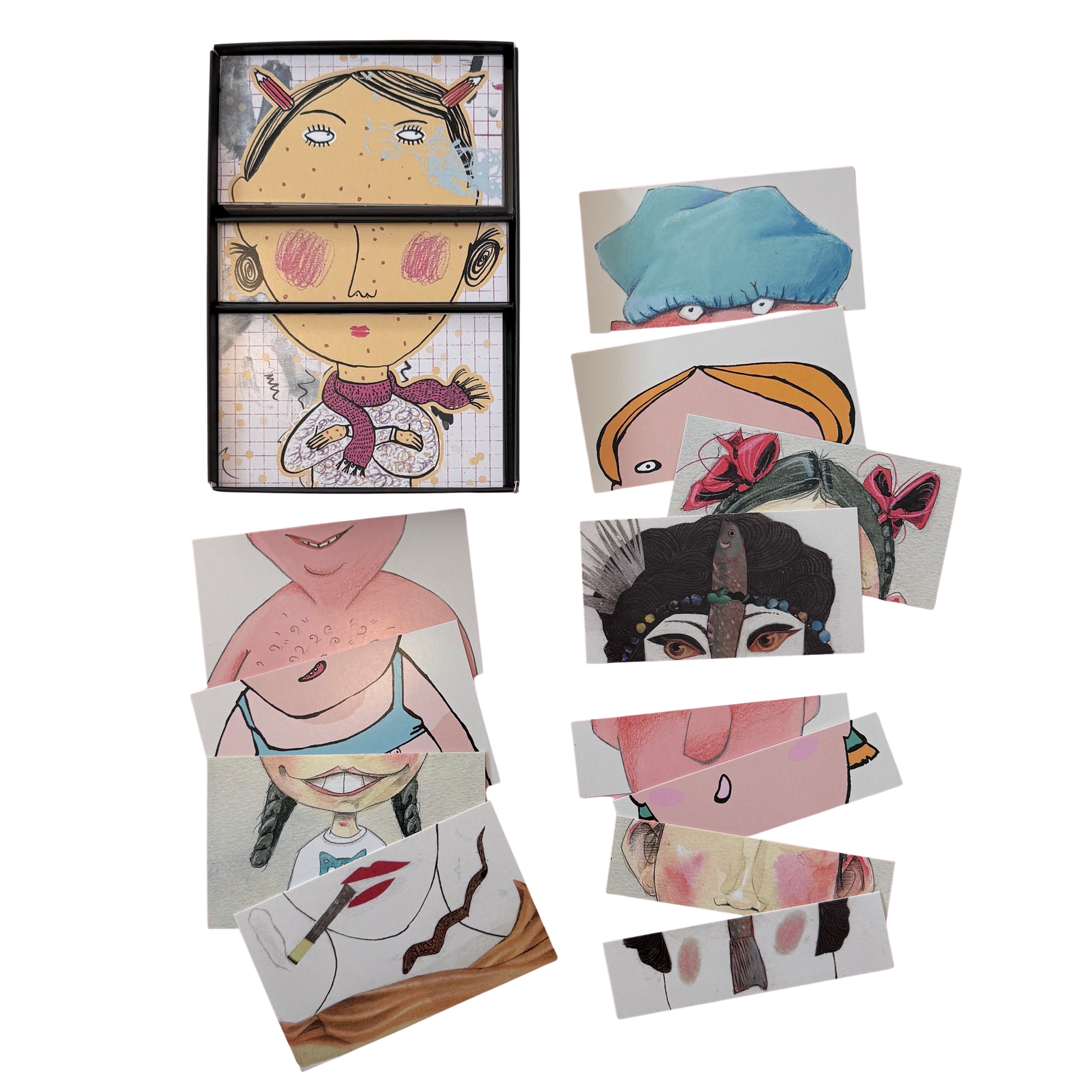 Legespiel-augenasemund - verschiedene Legeteile für lustiges Gesichter. Inhalt mit allen Spielteilen. 