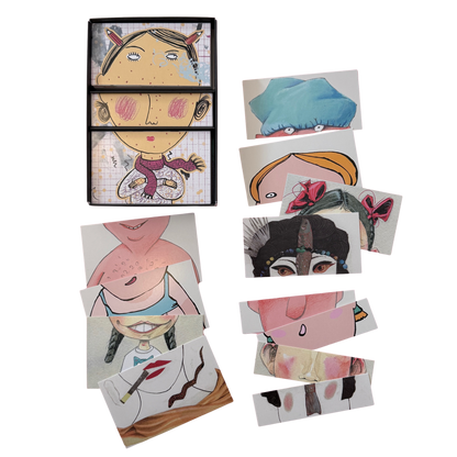 Legespiel-augenasemund - verschiedene Legeteile für lustiges Gesichter. Inhalt mit allen Spielteilen. 