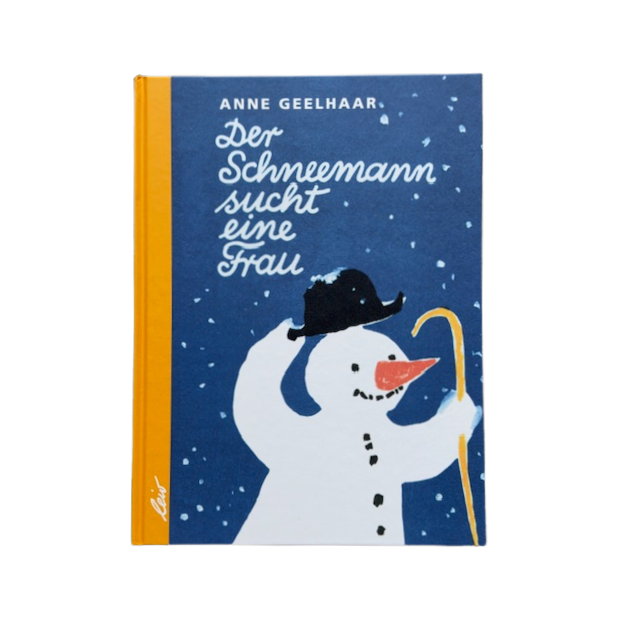Kinderbuch mit einem Schneemann mit Hut und Stock.