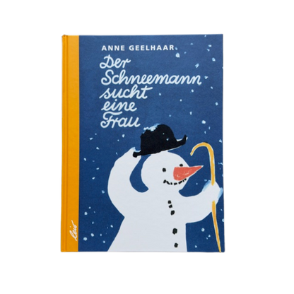 Kinderbuch mit einem Schneemann mit Hut und Stock.