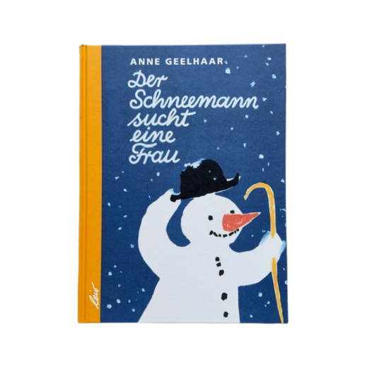 Kinderbuch mit einem Schneemann mit Hut und Stock.