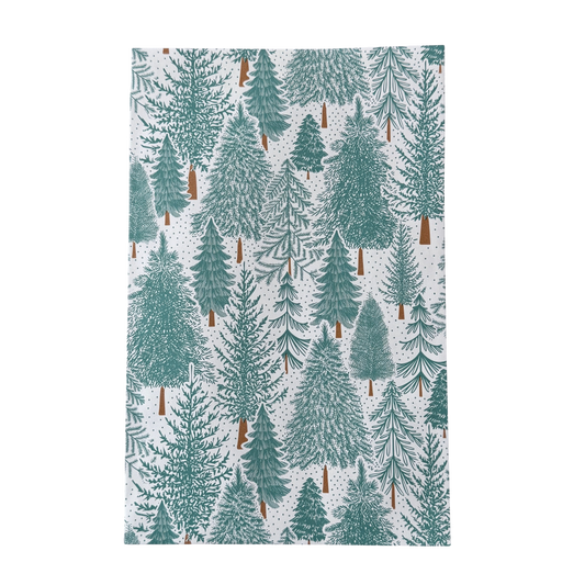 Geschenktüte mit einem Tannenwald Motiv.