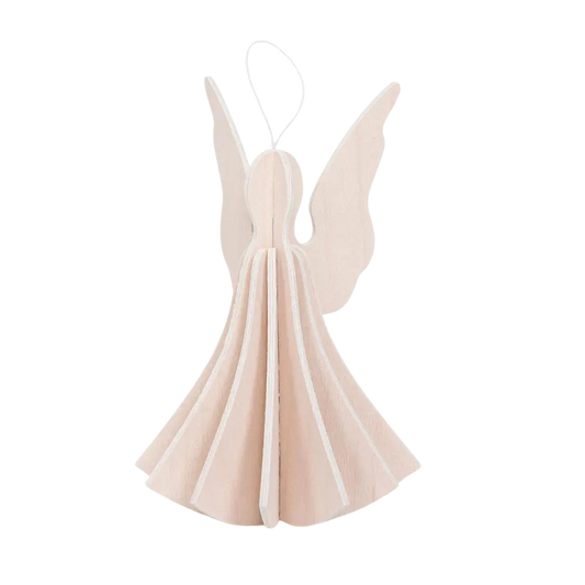 Ein Engel aus Holz zum zusammenstecken und anhängen.