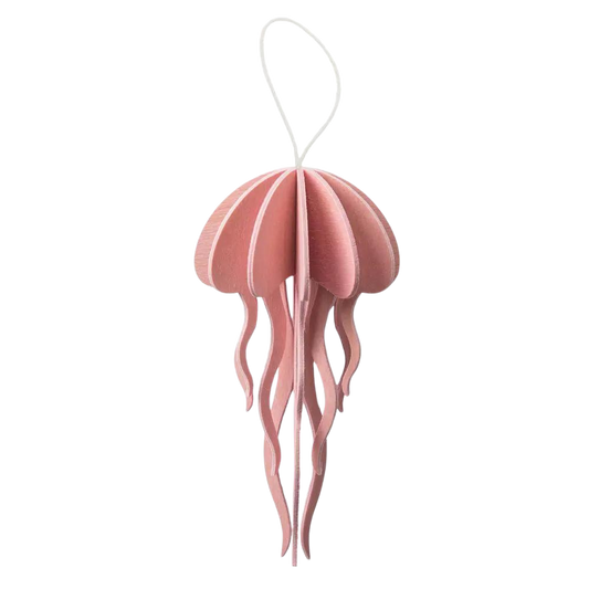 rosa qualle aus holz zum basteln und aufhaengen