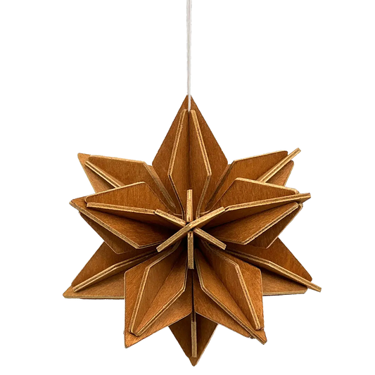 7 cm Stern aus Holz in zimt zu Basteln.