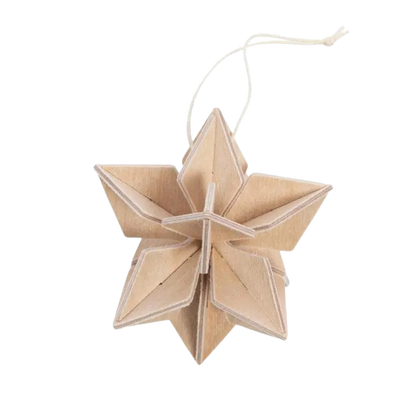 6 helle Sterne aus Holz zum zusammenstecken und aufhängen.