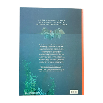 Buchrücken mit Eisbergen über und unter Wasser. 