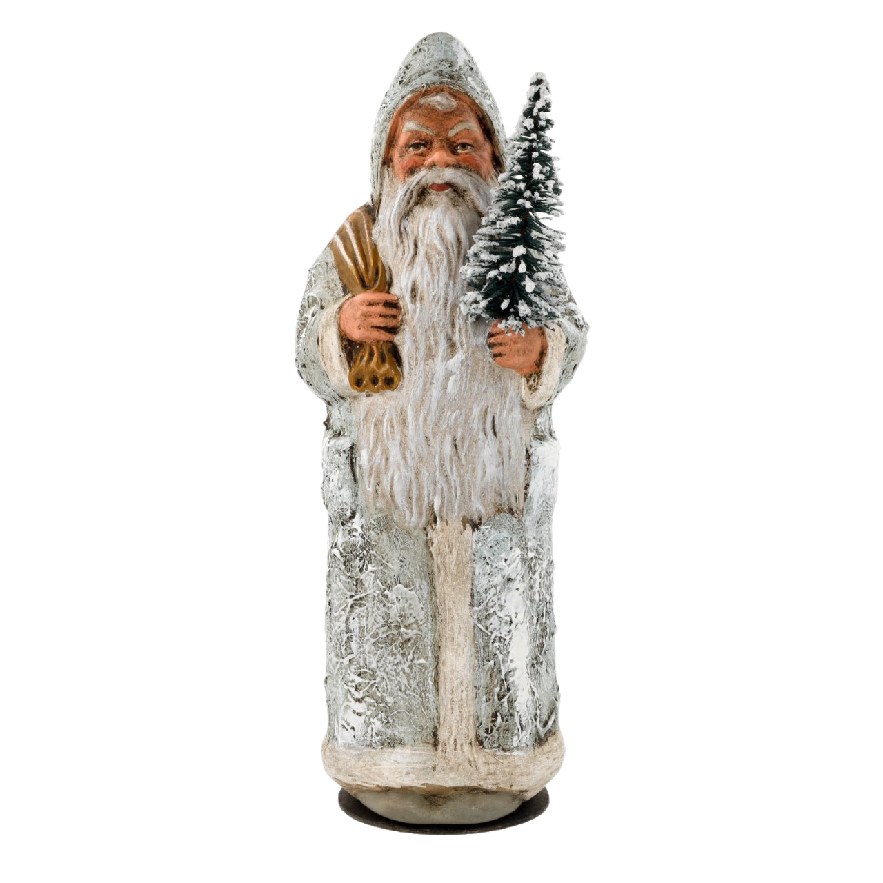 Ein befüllbarer Weihnachtsmann in eisblau aus Papiermache. Limited Edition.