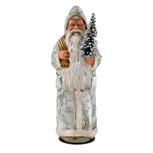 Ein befüllbarer Weihnachtsmann in eisblau aus Papiermache. Limited Edition.