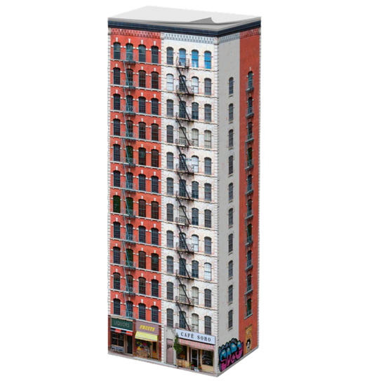 Notizblock im amerikanischen Wohnhaus-Soho-Style mit typischen Aussentreppen. 