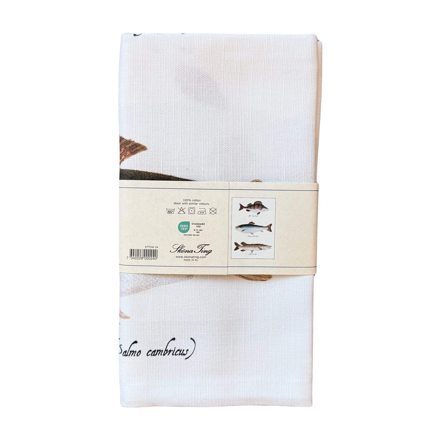 Geschirrtuch aus  Baumwolle mit Zitronenmotiv darauf. 