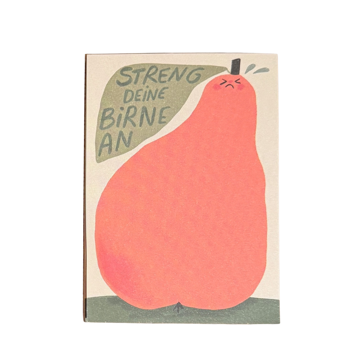 Bunter Notizblock mit einer riesen Birne in rot - streng deine birne an block