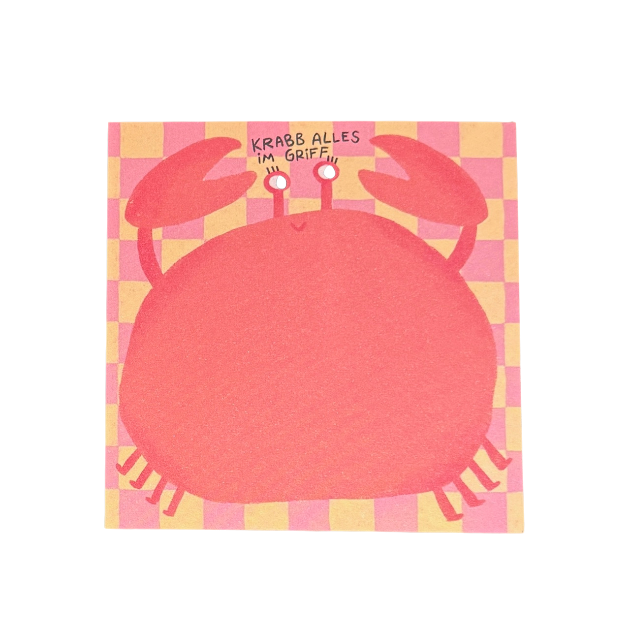 Ein Notizblock mit einer riesigen roten Krabbe - krabbe alles im griff