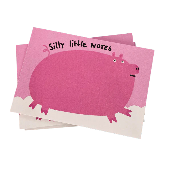 Sillx littlel Notes Notizblock mit einem großen rosa Schweinchen zum Beschreiben. 