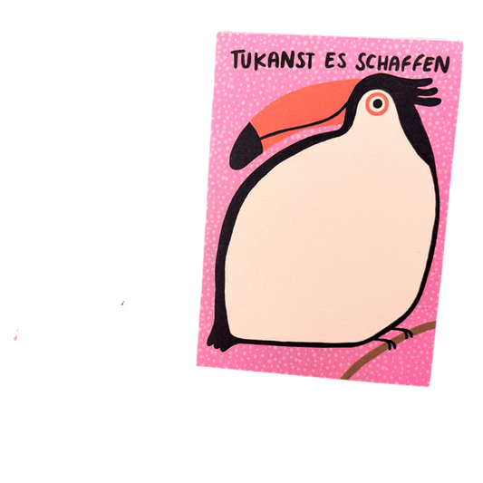 Tukanst es schaffen Notizblock mit einem Tukan mit riesigem großen weißen Bauch zum Beschriften. 