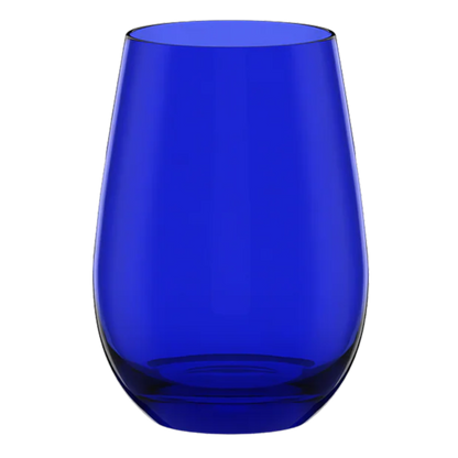 Ein blaues Trinkglas.