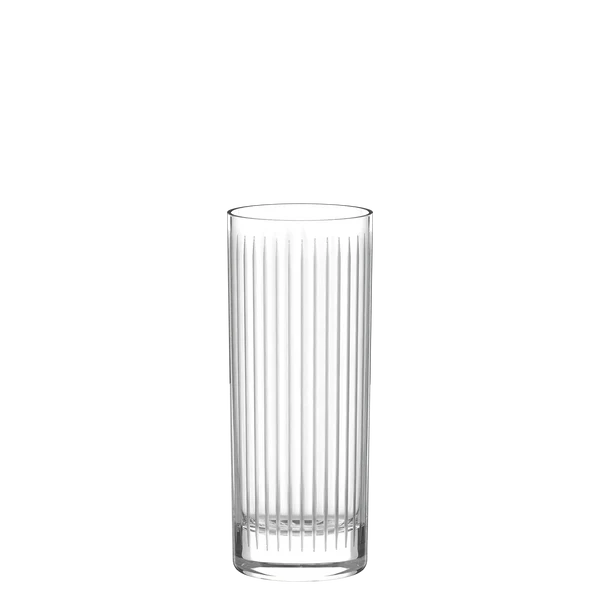 Longdringglas aus geschliffenem, bleifreien Kristallglas im 20er Jahre Stil. 