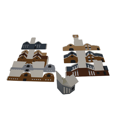 nordic-soul rostock schoenes bunte häuser aus papier im bastelset zur dekoration als adventskalender zum spielen als kreativlset von jurianne mattern