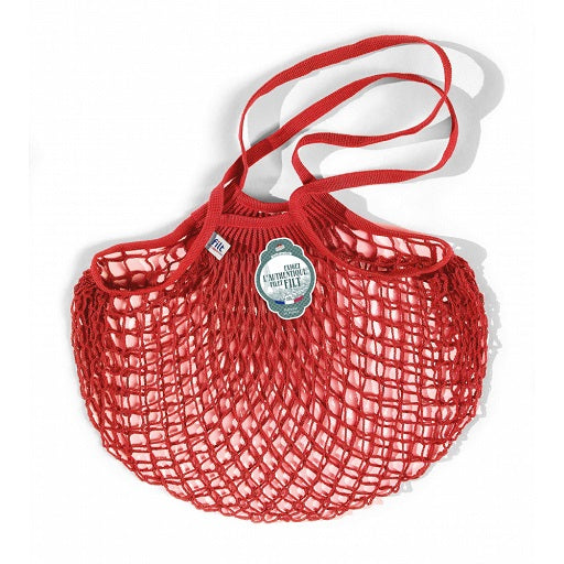 nordic-soul rostock nuetzliches einkaufsnetz mit langem henkel zum einkaufen transportieren tragen praktisch für den strand und einkäufe in rot rouge  von filt