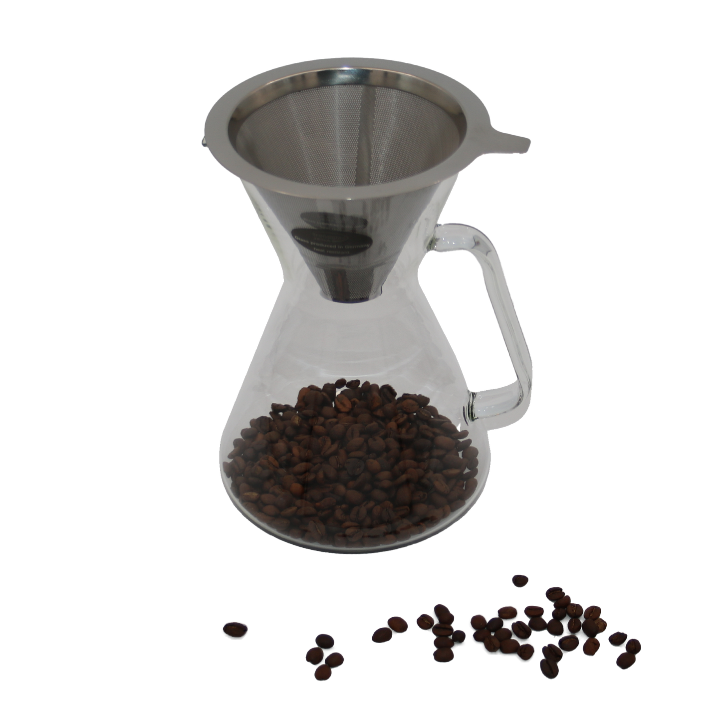 nordic-soul rostock nuetzliches kaffeebereiter aus glas mit metallfilter für filterkaffee zum aufbrühen von trendglas jena