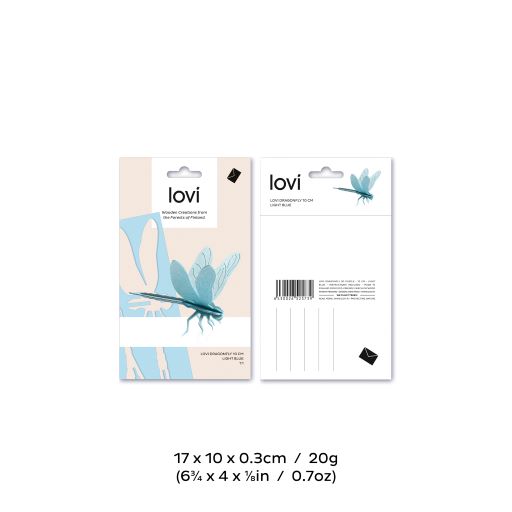  blaue libelle aufsteller figur zusammenbaubar aus holz bastelset mit postkarte als geschenk oder dekoration von lovi