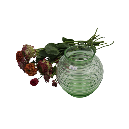 nordic-soul rostock schoenes gruene waldglas vase im bauhausstil mit rillen mundgeblasen von lauscha