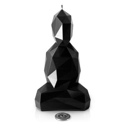 nordic-soul rostock schoenes schwarz buddha kerze in geometrischer form aus rapswachs von candle of wisdom