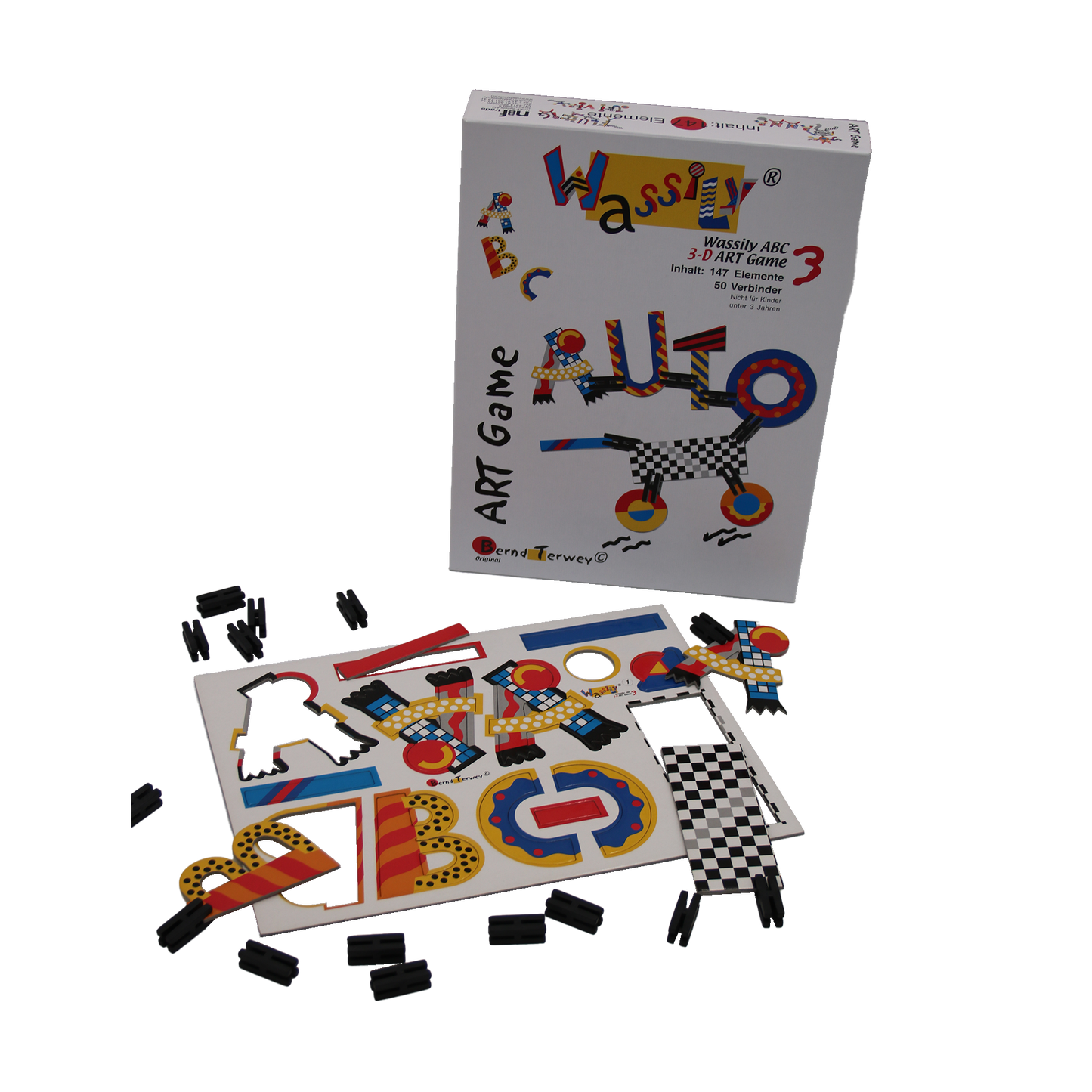 Peg game Art Wassily letters, colourful, hard cardboard