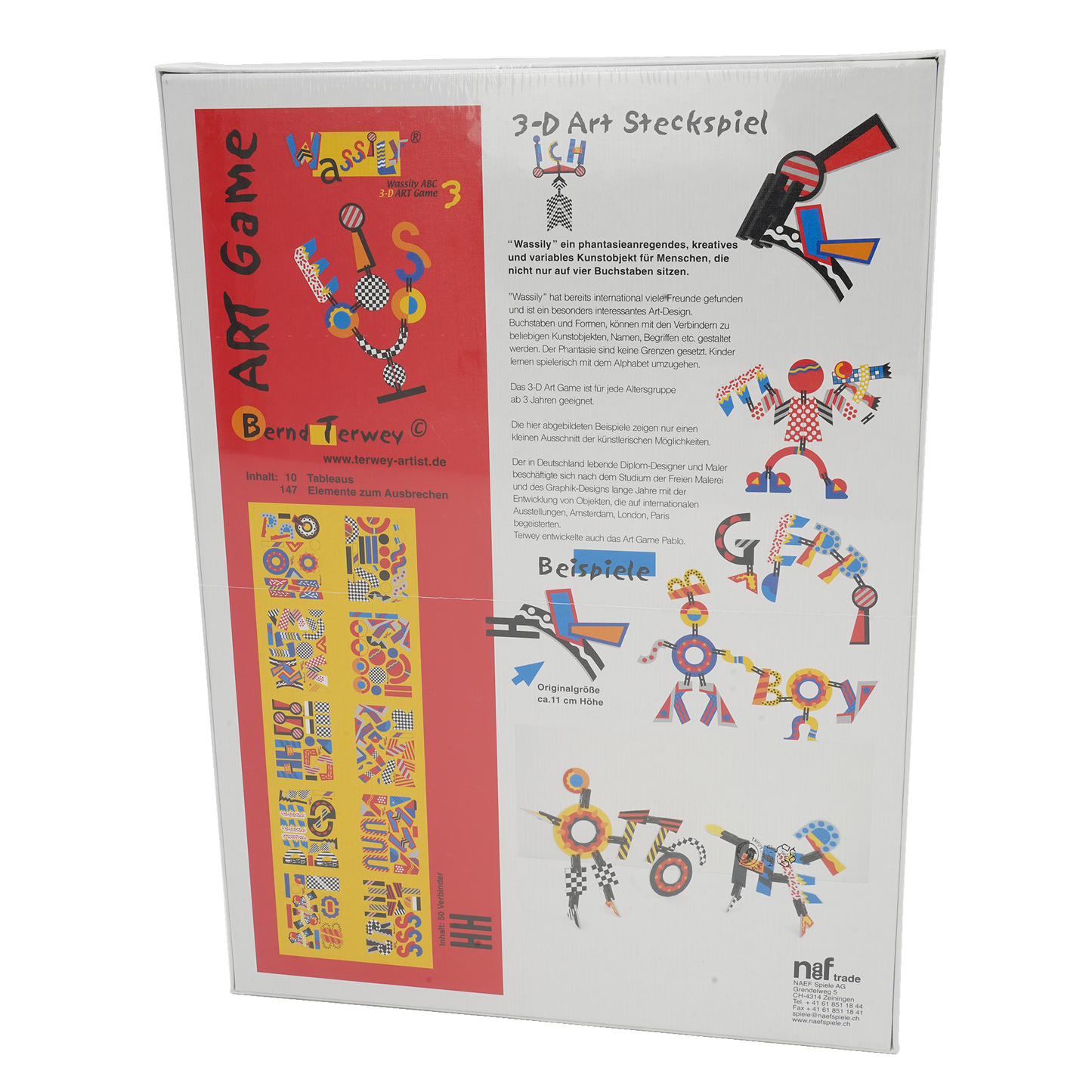 Peg game Art Wassily letters, colourful, hard cardboard